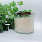3-Wick Soy Candle 14.5oz Clear Glass Jar Silver Hammered Lid Hand-Poured USA BandsCo Straps