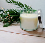 3-Wick Soy Candle 14.5oz Clear Glass Jar Silver Hammered Lid Hand-Poured USA BandsCo Straps