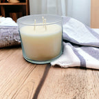 3-Wick Soy Candle 14.5oz Clear Glass Jar Silver Hammered Lid Hand-Poured USA BandsCo Straps
