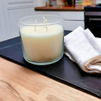 3-Wick Soy Candle 14.5oz Clear Glass Jar Silver Hammered Lid Hand-Poured USA BandsCo Straps
