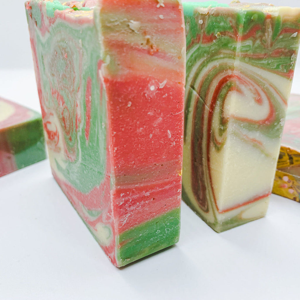 Limited Edition Christmas Tree Vegan Soap 5-6oz Handcrafted Holiday Scented Stocking Stuffer BandsCo Straps
