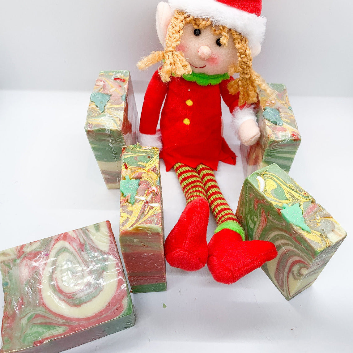 Limited Edition Christmas Tree Vegan Soap 5-6oz Handcrafted Holiday Scented Stocking Stuffer BandsCo Straps