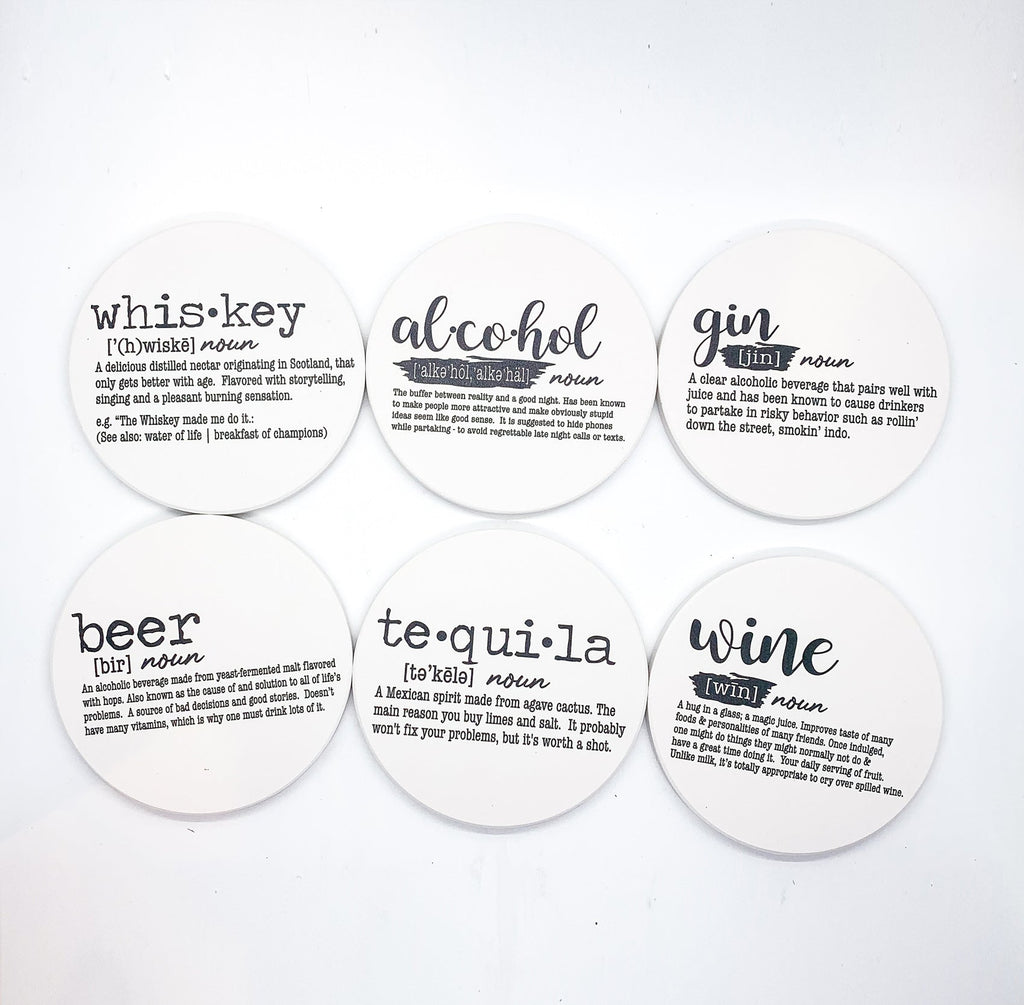 Funny Drink Definition Coasters Set Dictionary Quote Coasters For Bar And Countertop Decor BandsCo Straps