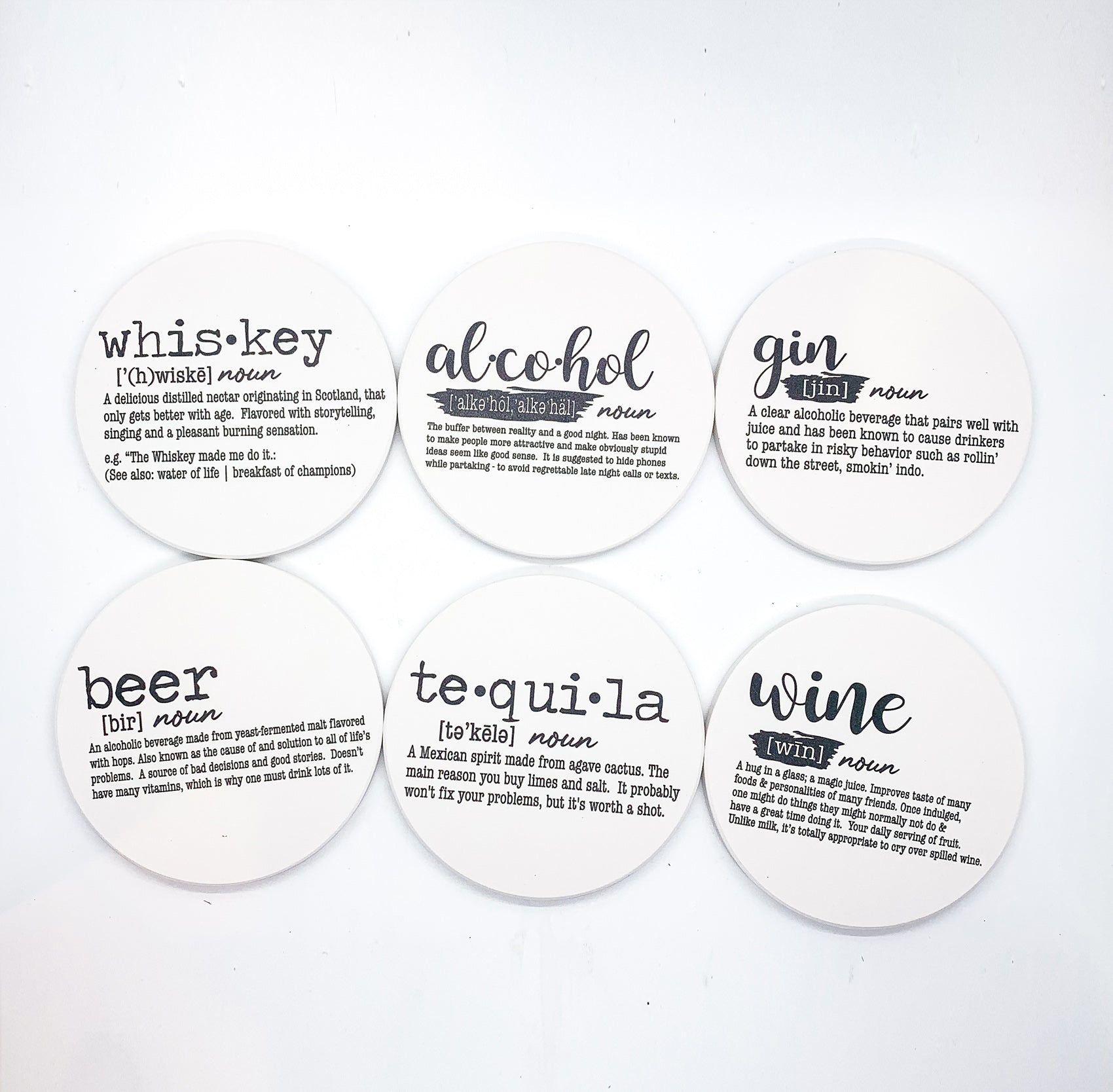 Funny Drink Definition Coasters Set Dictionary Quote Coasters For Bar And Countertop Decor BandsCo Straps
