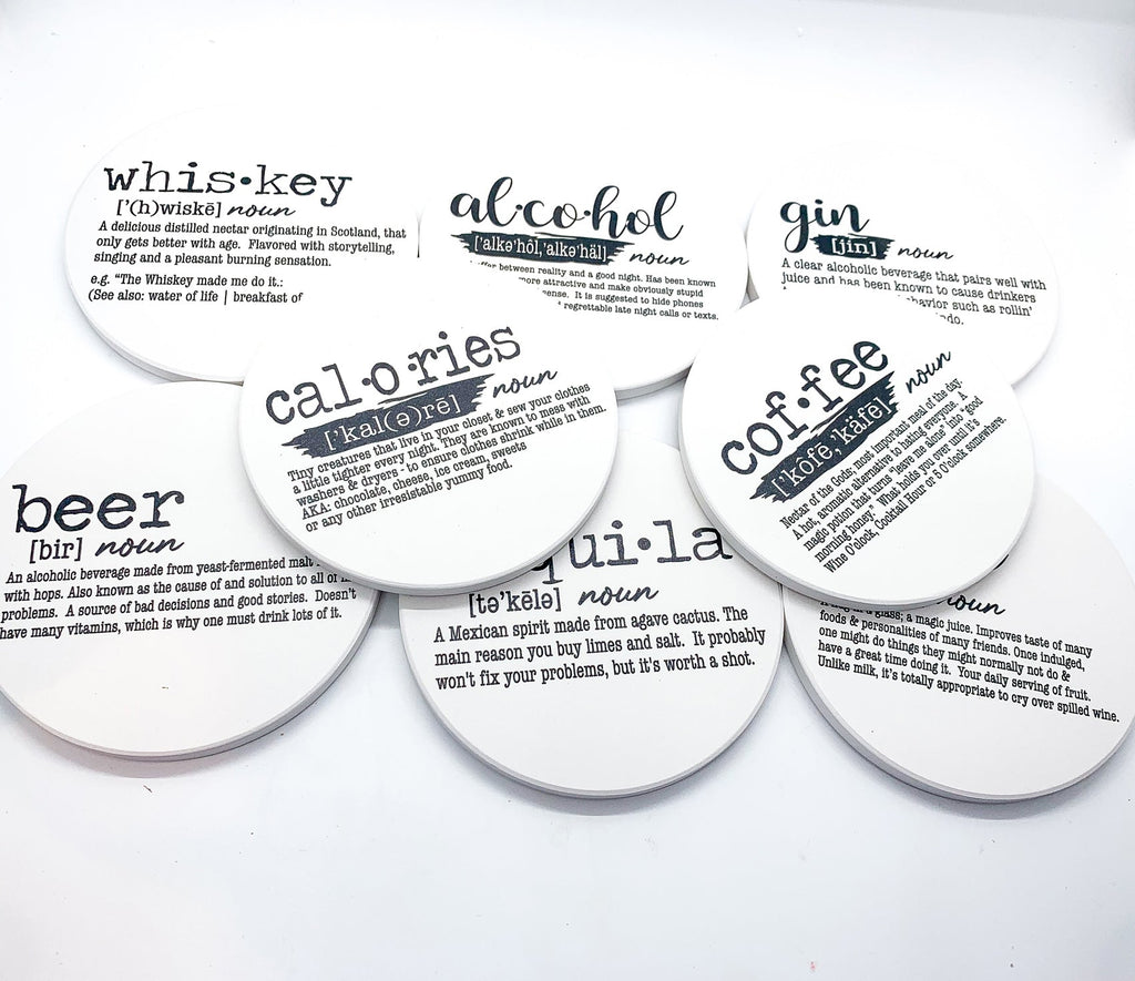 Funny Drink Definition Coasters Set Dictionary Quote Coasters For Bar And Countertop Decor BandsCo Straps
