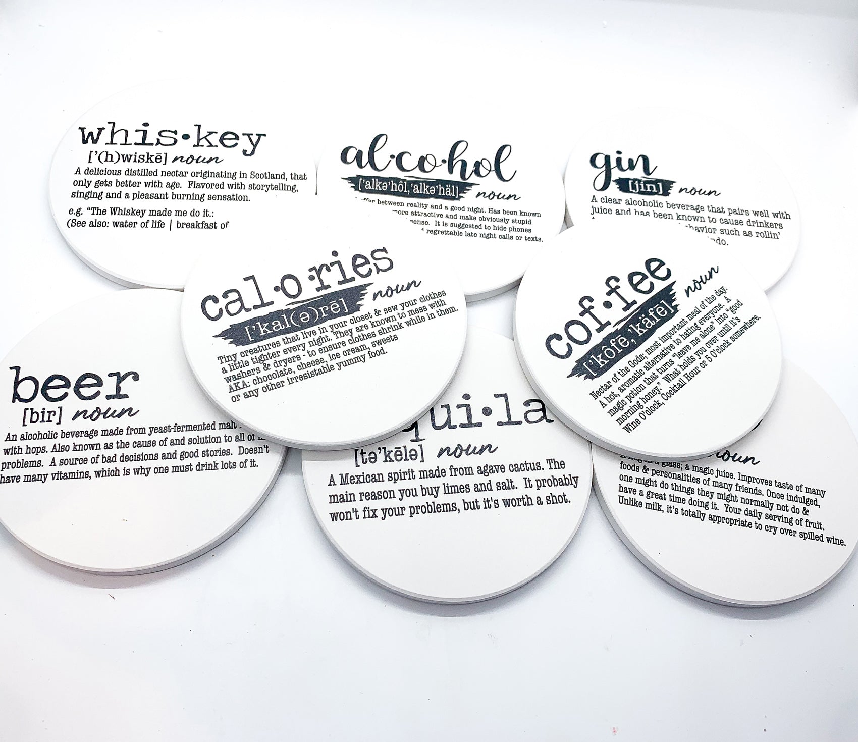Funny Drink Definition Coasters Set Dictionary Quote Coasters For Bar And Countertop Decor BandsCo Straps