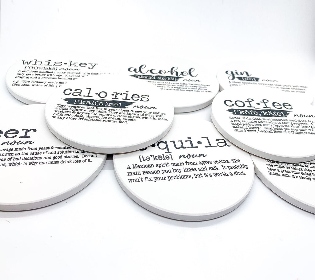 Funny Drink Definition Coasters Set Dictionary Quote Coasters For Bar And Countertop Decor BandsCo Straps
