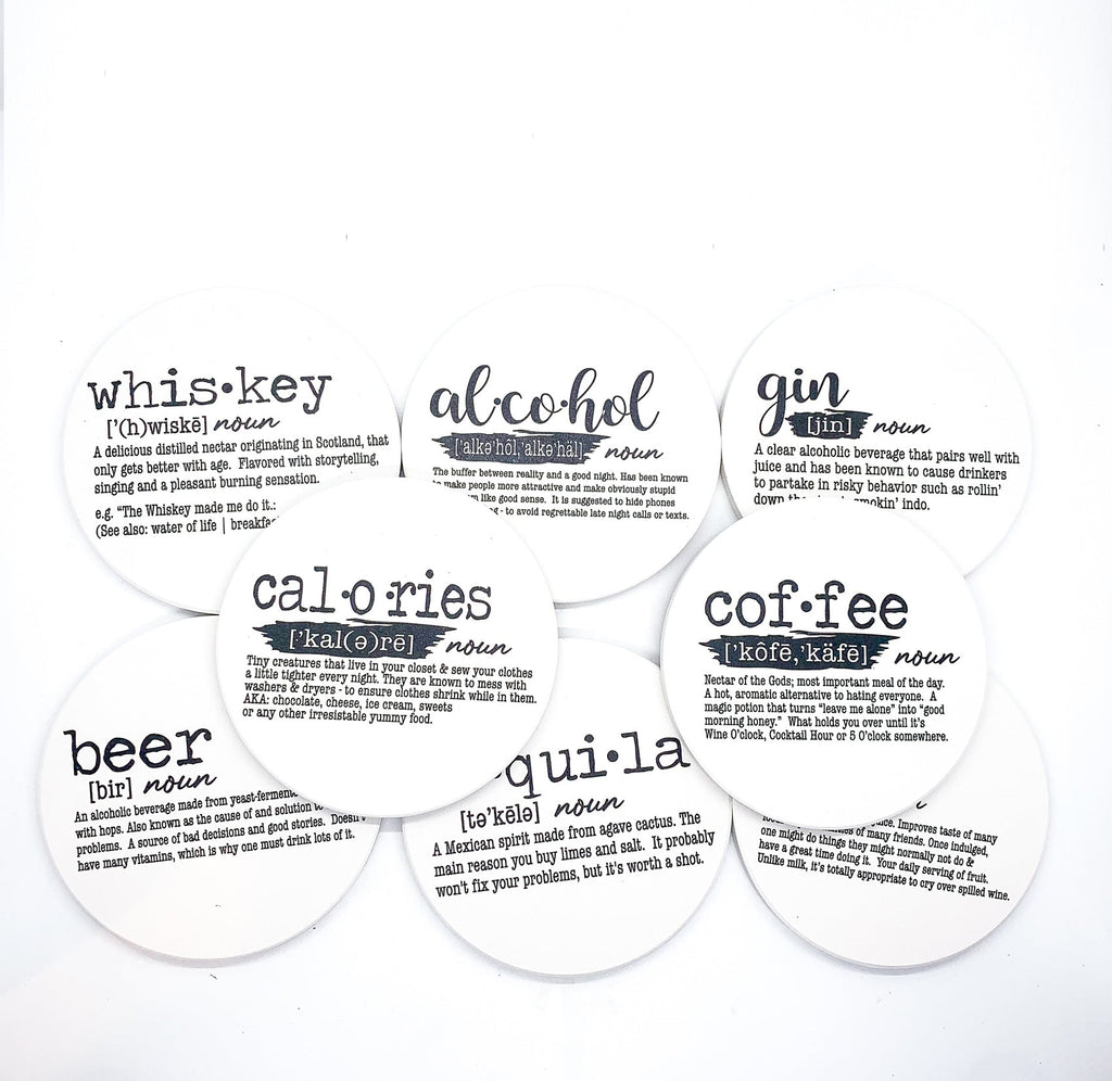 Funny Drink Definition Coasters Set Dictionary Quote Coasters For Bar And Countertop Decor BandsCo Straps
