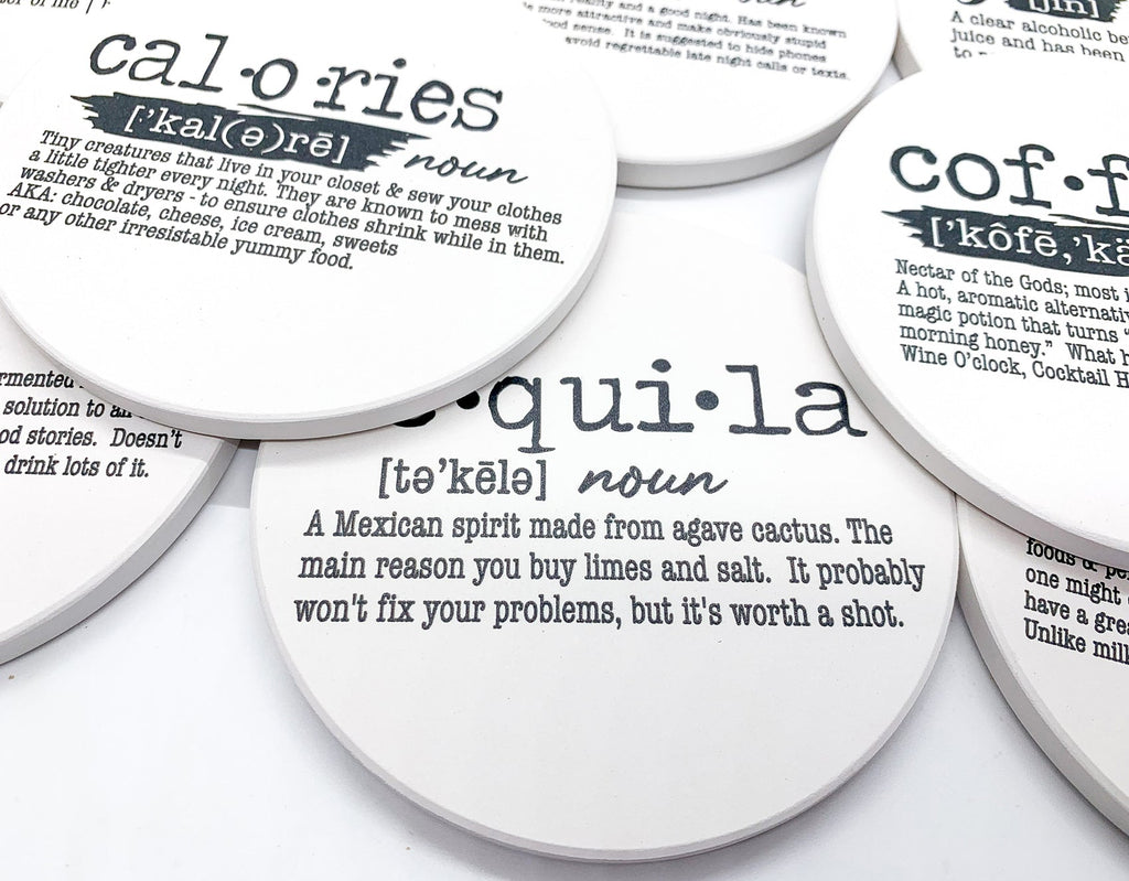 Funny Drink Definition Coasters Set Dictionary Quote Coasters For Bar And Countertop Decor BandsCo Straps