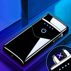 Modern Dual Arc USB Electric Touch Lighter LED ScreenTouch Fire Plasma Arc Lighter Windproof Metal Novelty Lighter Mens Gift In Elegant Gentlemen MEtal Lighter Style