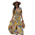 Fashion Casual Loose Party Short Sleeve Maxi Split Dress -  Summer Dresses for Women Stevvex