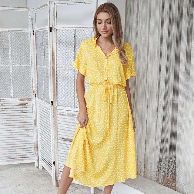 2021 Fashion Summer Dress Women Polka Dot Print High Waist Vintage Dresses - Luxury Fashion Dresses For Women Stevvex