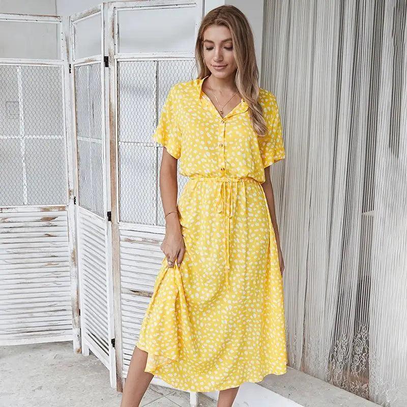2021 Fashion Summer Dress Women Polka Dot Print High Waist Vintage Dresses - Luxury Fashion Dresses For Women Stevvex