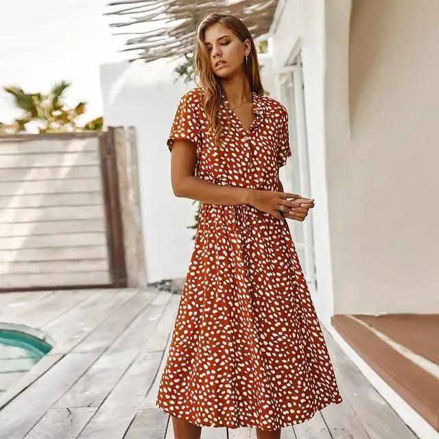 2021 Fashion Summer Dress Women Polka Dot Print High Waist Vintage Dresses - Luxury Fashion Dresses For Women Stevvex