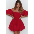 New Classical Women Mini Dress Short Puff Sleeve Loose Back Dress - Fashion Clothes for Women Stevvex