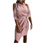 New Luxury Summer Women Casual Solid Strapless Lace Hollow out Dress -  Summer Fashion Dresses for women Stevvex
