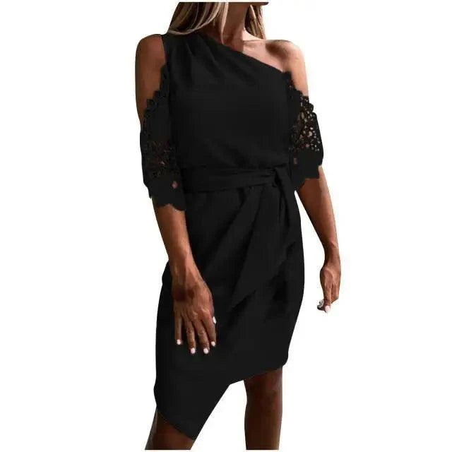 New Luxury Summer Women Casual Solid Strapless Lace Hollow out Dress -  Summer Fashion Dresses for women Stevvex