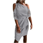 New Luxury Summer Women Casual Solid Strapless Lace Hollow out Dress -  Summer Fashion Dresses for women Stevvex