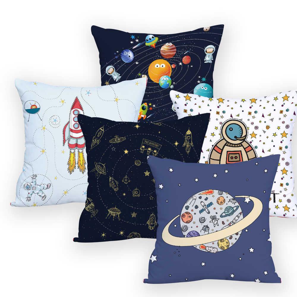 2021 New Space Home Pillow Universe Sun Planet Pillows Decorative Throw Pillow Cover Universe Outer Space Planets Star Pillow Case Pillow Cushion Covers Decorative Pillow Spaceship Cover Stevvex