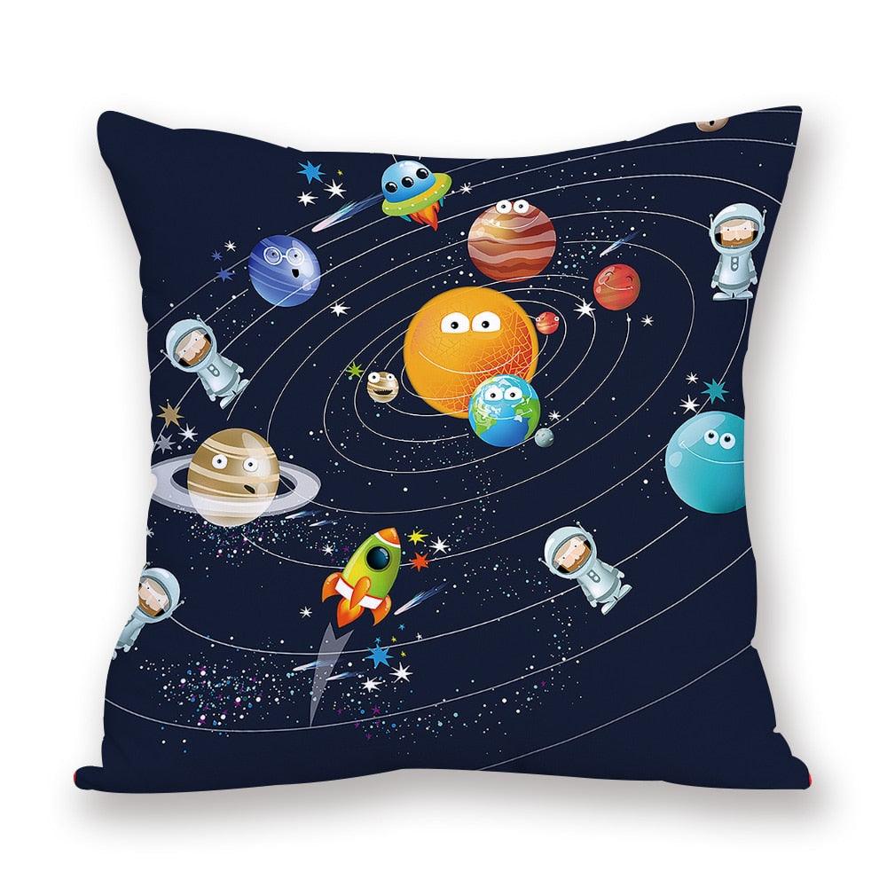2021 New Space Home Pillow Universe Sun Planet Pillows Decorative Throw Pillow Cover Universe Outer Space Planets Star Pillow Case Pillow Cushion Covers Decorative Pillow Spaceship Cover Stevvex
