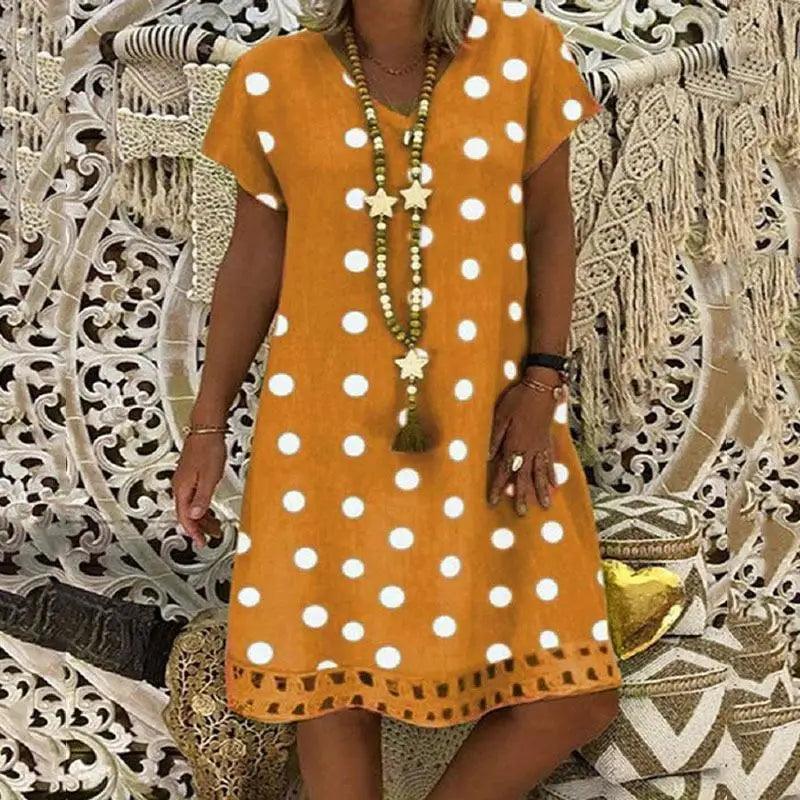 Stylish Summer Dress Loose Ladies Orange Yellow Summer Dresses For Women - Women Cute Outfits Stevvex