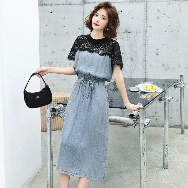 Stylish Denim Jeans Modern Short Sleeve Summer Dress - Fashion Dresses for women Party Outfits Stevvex