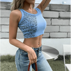 Summer Fitness Sport Top Fashion Printed Ribbed Crop Tank Tops - Top Cute Fashion Fitness Modern Yoga Women Summer Clothing Style Classy Tops