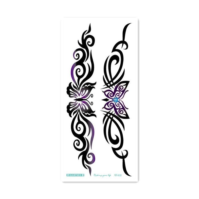 2021 Temporary Waterproof Butterfly Tattoo Black Design Waist Body Fake Tattoo Flower Sticker For Women Girls Stevvex