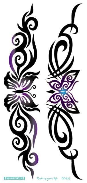 2021 Temporary Waterproof Butterfly Tattoo Black Design Waist Body Fake Tattoo Flower Sticker For Women Girls Stevvex