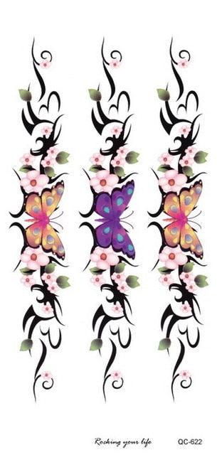 2021 Temporary Waterproof Butterfly Tattoo Black Design Waist Body Fake Tattoo Flower Sticker For Women Girls Stevvex