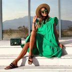 Women Retro Loose Casual Round Neck Short Sleeve Dress - Cute Fashion Dresses For Women Stevvex