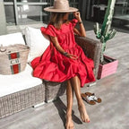 Women Retro Loose Casual Round Neck Short Sleeve Dress - Cute Fashion Dresses For Women Stevvex