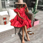 Women Retro Loose Casual Round Neck Short Sleeve Dress - Cute Fashion Dresses For Women Stevvex