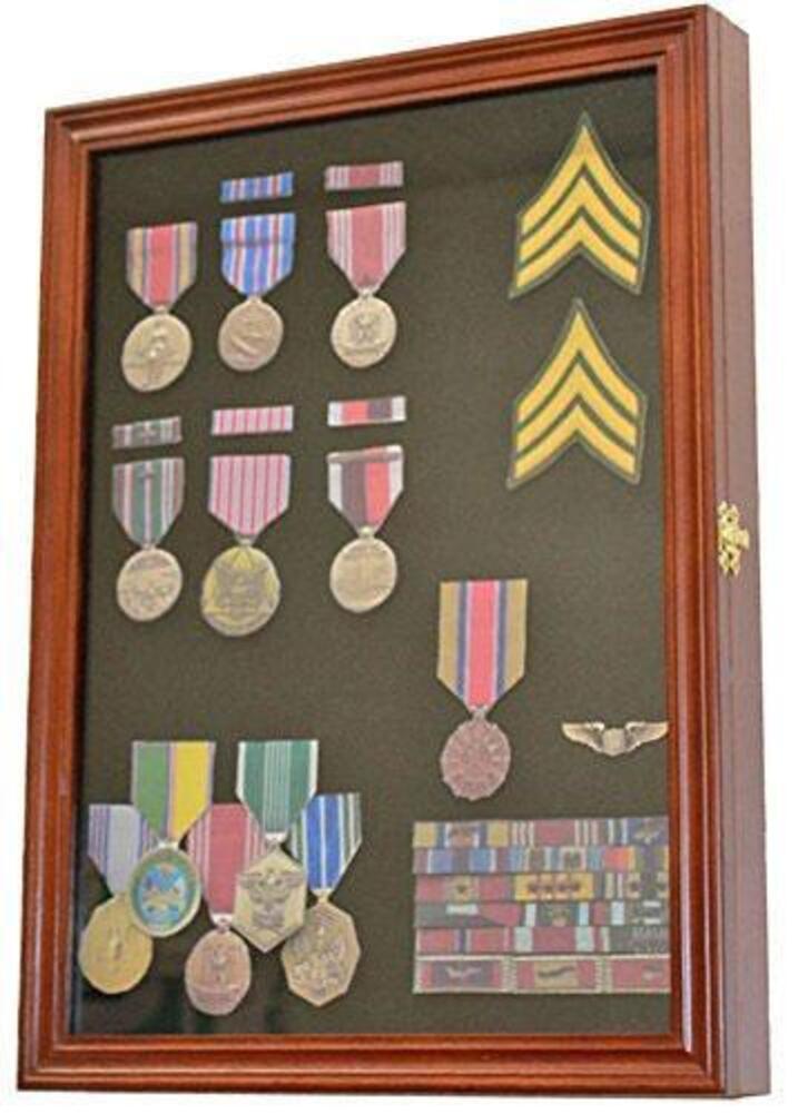 Display Case Wall Frame Cabinet for Military Medals, Pins, Patches, Insignia etc. The Military Gift Store