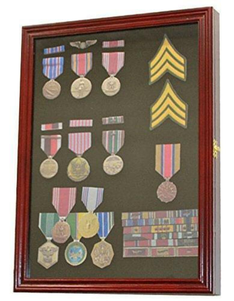 Display Case Wall Frame Cabinet for Military Medals, Pins, Patches The Military Gift Store