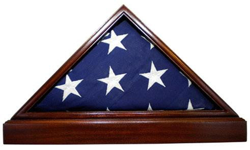 Mahogany Flag Case & BASE for 5 x 9.5' Memorial Burial Flag The Military Gift Store