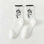 New Autumn Black and White Sports Women Socks Combed Out Of Pure Cotton Cute Winter Socks Kawaii Cute Warm Thick Socks For Men And Women