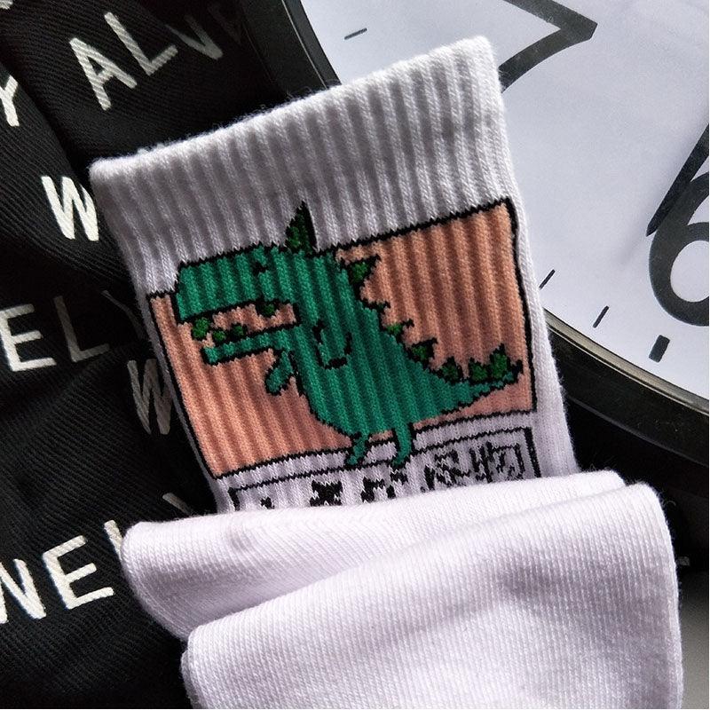 2022 New Fashion Cartoon Patterned Short Funny Cotton Socks Cute Animal Dinosaur Socks For Ladies Funny College Wind Concise Socks For Men And Women Stevvex