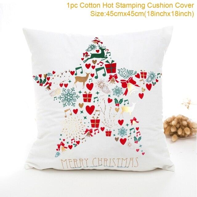 2022 Santa Claus Christmas Pillowcase Decor For Home Christmas Throw Pillow Covers Decorative Snowman Santa Claus Pillow Covers Linen Cushion Cover Couch Pillow Cases Merry Christmas Ornament Xmas Gifts 45x45CM Stevvex