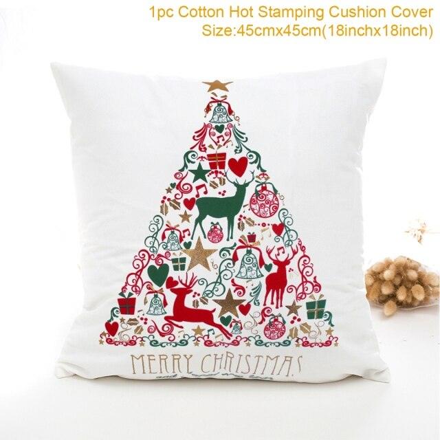 2022 Santa Claus Christmas Pillowcase Decor For Home Christmas Throw Pillow Covers Decorative Snowman Santa Claus Pillow Covers Linen Cushion Cover Couch Pillow Cases Merry Christmas Ornament Xmas Gifts 45x45CM Stevvex