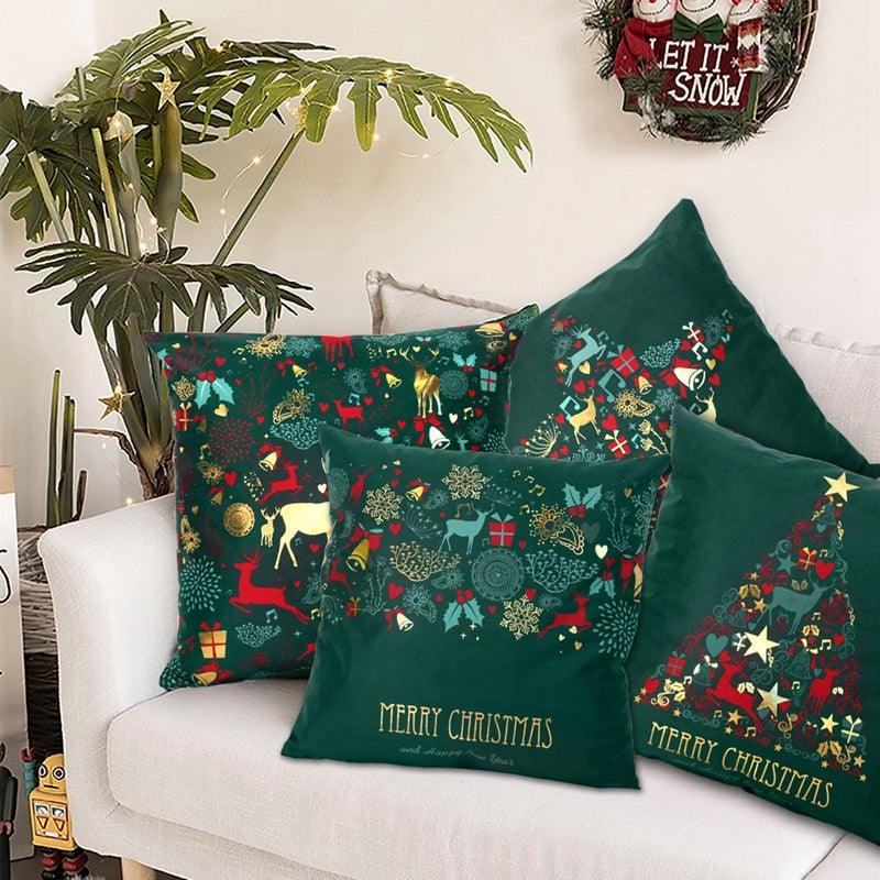2022 Santa Claus Christmas Pillowcase Decor For Home Christmas Throw Pillow Covers Decorative Snowman Santa Claus Pillow Covers Linen Cushion Cover Couch Pillow Cases Merry Christmas Ornament Xmas Gifts 45x45CM Stevvex