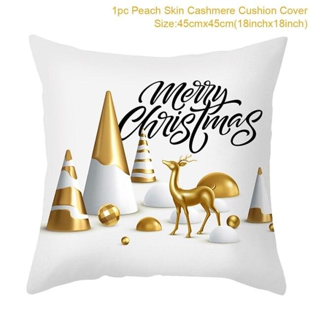 2022 Santa Claus Christmas Pillowcase Decor For Home Christmas Throw Pillow Covers Decorative Snowman Santa Claus Pillow Covers Linen Cushion Cover Couch Pillow Cases Merry Christmas Ornament Xmas Gifts 45x45CM Stevvex