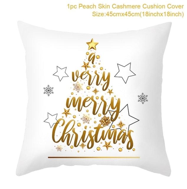 2022 Santa Claus Christmas Pillowcase Decor For Home Christmas Throw Pillow Covers Decorative Snowman Santa Claus Pillow Covers Linen Cushion Cover Couch Pillow Cases Merry Christmas Ornament Xmas Gifts 45x45CM Stevvex