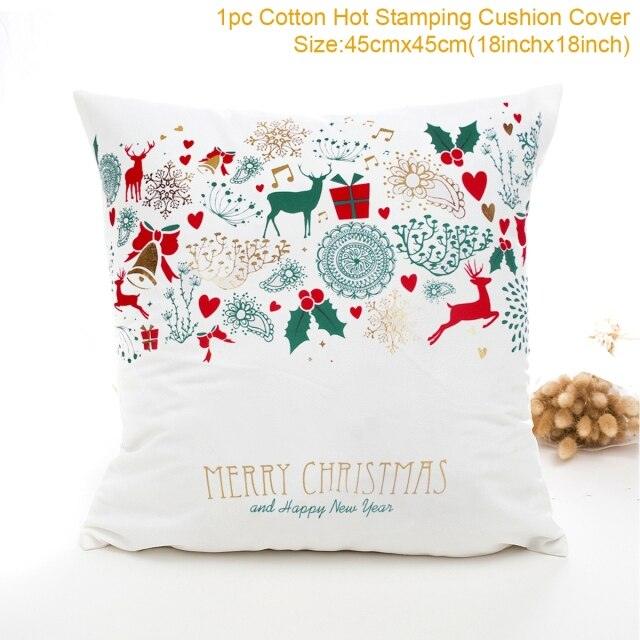 2022 Santa Claus Christmas Pillowcase Decor For Home Christmas Throw Pillow Covers Decorative Snowman Santa Claus Pillow Covers Linen Cushion Cover Couch Pillow Cases Merry Christmas Ornament Xmas Gifts 45x45CM Stevvex