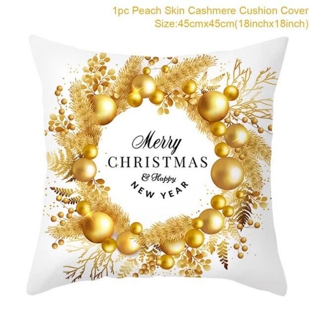 2022 Santa Claus Christmas Pillowcase Decor For Home Christmas Throw Pillow Covers Decorative Snowman Santa Claus Pillow Covers Linen Cushion Cover Couch Pillow Cases Merry Christmas Ornament Xmas Gifts 45x45CM Stevvex