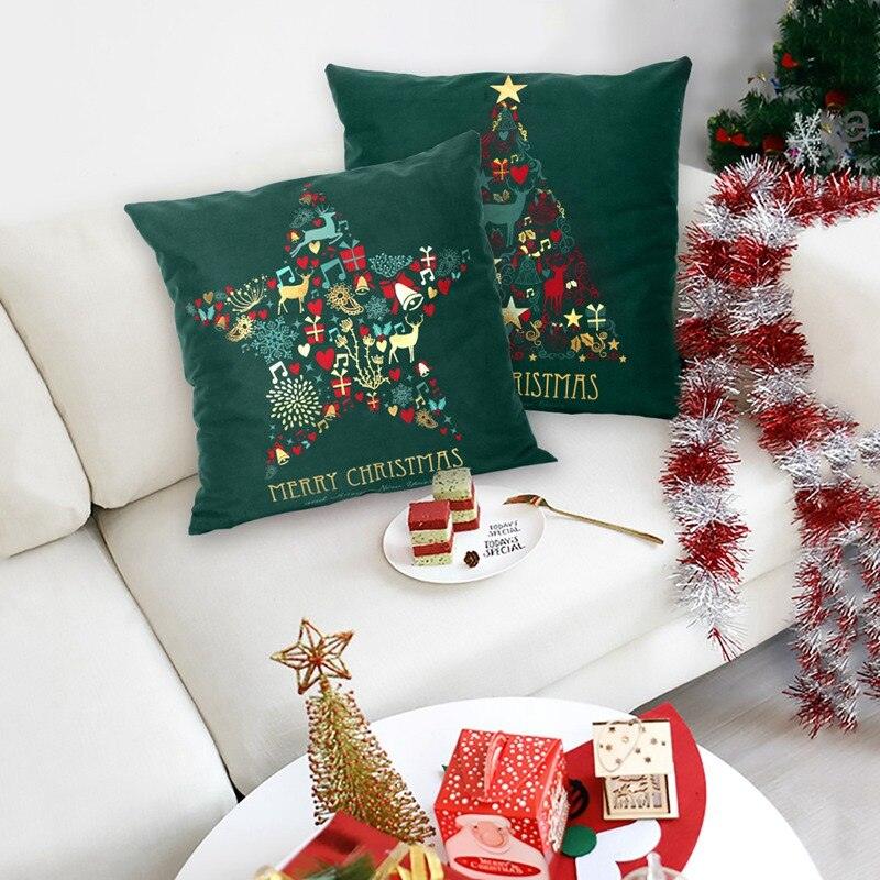 2022 Santa Claus Christmas Pillowcase Decor For Home Christmas Throw Pillow Covers Decorative Snowman Santa Claus Pillow Covers Linen Cushion Cover Couch Pillow Cases Merry Christmas Ornament Xmas Gifts 45x45CM Stevvex