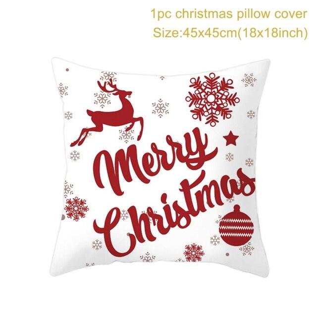 2022 Santa Claus Christmas Pillowcase Decor For Home Christmas Throw Pillow Covers Decorative Snowman Santa Claus Pillow Covers Linen Cushion Cover Couch Pillow Cases Merry Christmas Ornament Xmas Gifts 45x45CM Stevvex
