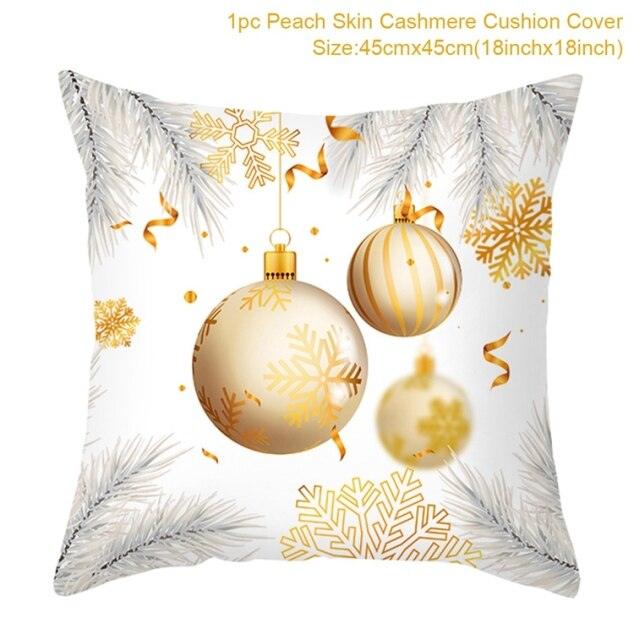 2022 Santa Claus Christmas Pillowcase Decor For Home Christmas Throw Pillow Covers Decorative Snowman Santa Claus Pillow Covers Linen Cushion Cover Couch Pillow Cases Merry Christmas Ornament Xmas Gifts 45x45CM Stevvex