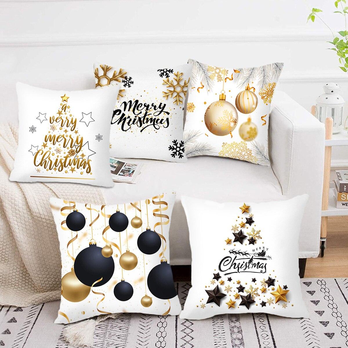 2022 Santa Claus Christmas Pillowcase Decor For Home Christmas Throw Pillow Covers Decorative Snowman Santa Claus Pillow Covers Linen Cushion Cover Couch Pillow Cases Merry Christmas Ornament Xmas Gifts 45x45CM Stevvex