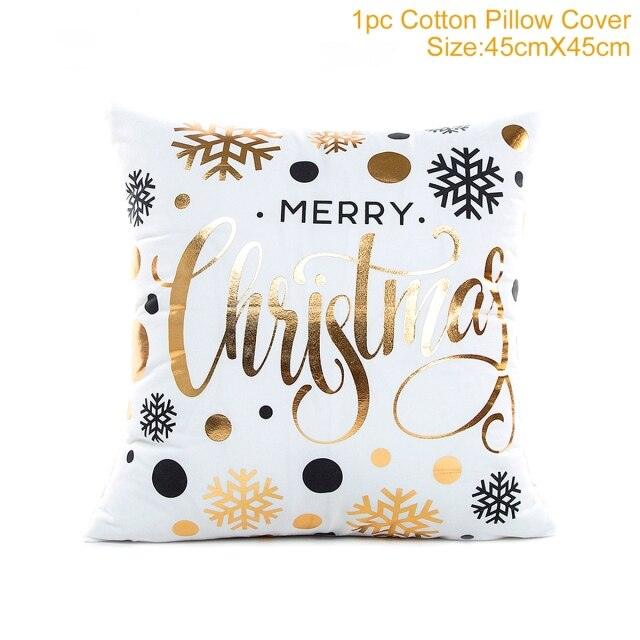 2022 Santa Claus Christmas Pillowcase Decor For Home Christmas Throw Pillow Covers Decorative Snowman Santa Claus Pillow Covers Linen Cushion Cover Couch Pillow Cases Merry Christmas Ornament Xmas Gifts 45x45CM Stevvex